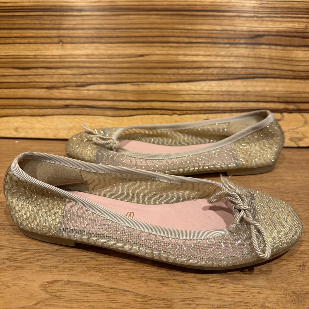 Pretty Ballerinas Rosario Mesh Glitter Tie Bow Ballet Flat size 37 (6 US)